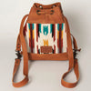 ADBG862 American Darling Hand Tooled Floral & Hand-Woven Saddle Blanket Leather Bucket Bag