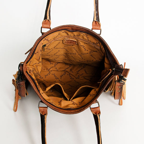 ADBG1030 American Darling Hair-On Cowhide Tote Bag with Fringes Western Leather