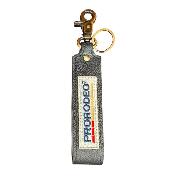Official PRCA & NFR Licensed Collection® Pebbled Leather Keychain Antique Brass Swivel Charm