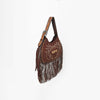 Official PRCA & NFR Licensed Collection® Brown Suede Gold Embroidered Long Fringe Hobo Shoulder Bag