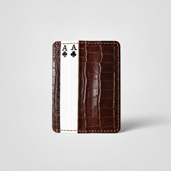 NFR Official PRCA & NFR Licensed Collection Brown Croc Embossed Leather Card Holder Cards Wallet
