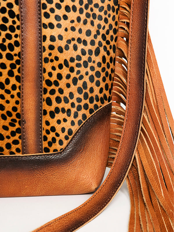 ADBG1030 American Darling Hair-On Cowhide Tote Bag with Fringes Western Leather