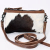 LC-ADBGS142 Hair-On Leather Crossbody Pouch with Zip Closure and Adjustable Strap