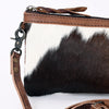 LC-ADBGS142 Hair-On Leather Crossbody Pouch with Zip Closure and Adjustable Strap