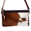 LC-ADBGS142 Hair-On Leather Crossbody Pouch with Zip Closure and Adjustable Strap