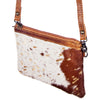 LC-ADBGS142 Hair-On Leather Crossbody Pouch with Zip Closure and Adjustable Strap