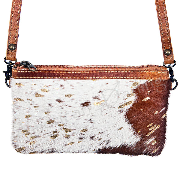 LC-ADBGS142 Hair-On Leather Crossbody Pouch with Zip Closure and Adjustable Strap