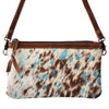 LC-ADBGS142 Hair-On Leather Crossbody Pouch with Zip Closure and Adjustable Strap