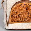 ADBGS156 Natural Cowhide Leather Backpack with Hand-Tooled Floral Pocket - Western Style