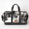 LC-ADBGS174BKW Black & White Cowhide Leather Duffle Bag - Western Travel Weekender