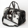 LC-ADBGS174BKW Black & White Cowhide Leather Duffle Bag - Western Travel Weekender