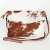 ADBGS178Genuine Hair-on Hide Leather Envelope Bag with Fringe Tassels and Adjustable Strap