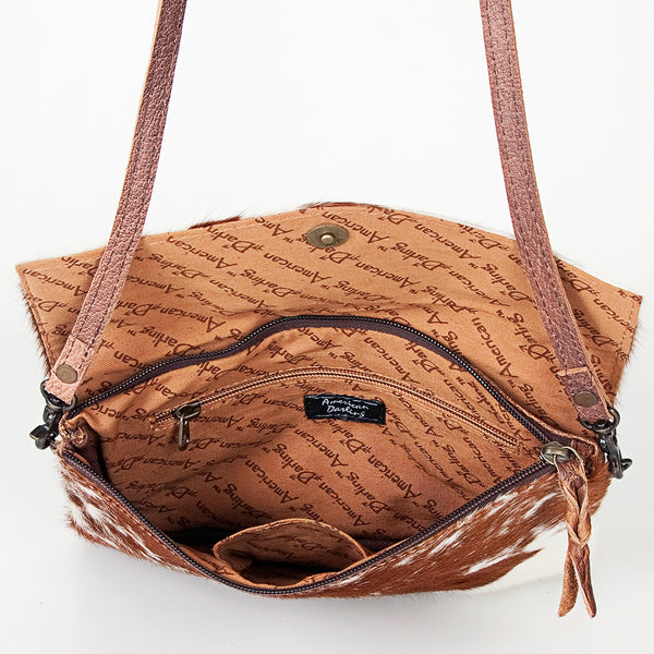 ADBGS178Genuine Hair-on Hide Leather Envelope Bag with Fringe Tassels and Adjustable Strap
