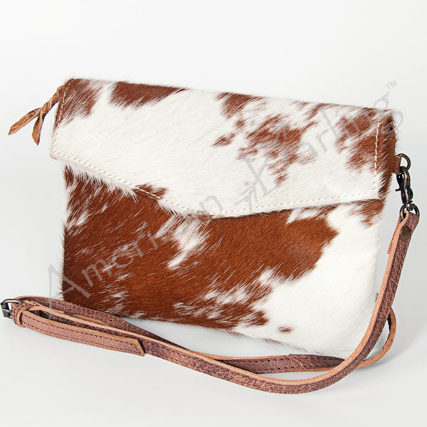 ADBGS178Genuine Hair-on Hide Leather Envelope Bag with Fringe Tassels and Adjustable Strap