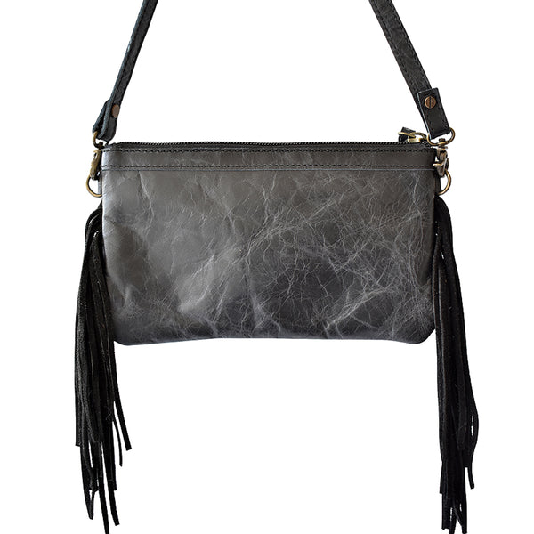 LC-ADBGS142 Hair-On Cowhide Crossbody - Western Fringe Leather Purse