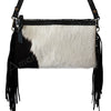 LC-ADBGS142 Hair-On Cowhide Crossbody - Western Fringe Leather Purse