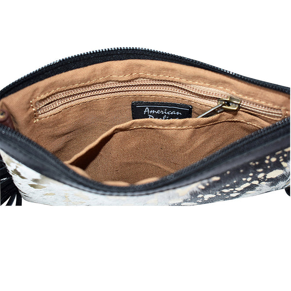 LC-ADBGS142 Hair-On Cowhide Crossbody - Western Fringe Leather Purse
