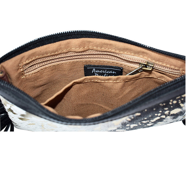 LC-ADBGS142 Hair-On Cowhide Crossbody - Western Fringe Leather Purse