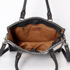 ADBGS118 Western Cowhide Tote -Hair-On Leather Bag with Braided Whipstitch & Strap