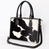 ADBGS118 Western Cowhide Tote -Hair-On Leather Bag with Braided Whipstitch & Strap