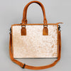 ADBGS118 Western Cowhide Tote -Hair-On Leather Bag with Braided Whipstitch & Strap