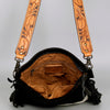 ADBGS192 Natural Cowhide Large Crossbody Bag with Fringe - Tooled Strap Western Purse