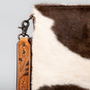 ADBGS192 Natural Cowhide Large Crossbody Bag with Fringe - Tooled Strap Western Purse