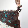 ADBGS192 Splatter Cowhide Large Crossbody Bag with Fringe & Tooled Leather Strap