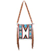 ADBG210 American Darling Western Messenger Bag - Hand Tooled Leather & Woven Saddle Blanket with Fringes