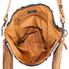 ADBG210 American Darling Western Messenger Bag - Hand Tooled Leather & Woven Saddle Blanket with Fringes