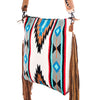 ADBG210 American Darling Western Messenger Bag - Hand Tooled Leather & Woven Saddle Blanket with Fringes