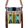 ADBG216 American Darling Large Cross body Bag - Hand Tooled Floral Leather & Woven Saddle Blanket