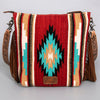 ADBG217 American Darling Large Cross body Bag - Hand Tooled Floral Leather & Woven Saddle Blanket