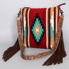 ADBG217 American Darling Large Cross body Bag - Hand Tooled Floral Leather & Woven Saddle Blanket