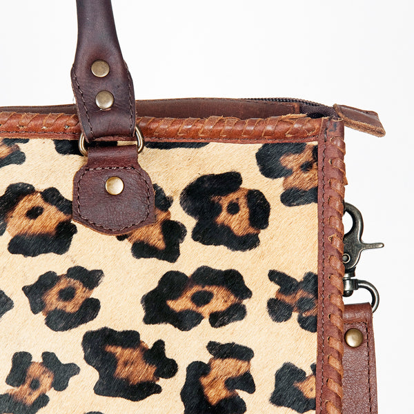 ADBG229 American Darling Western Tote Bag - Handcrafted Hair-On Cowhide & Braided Leather