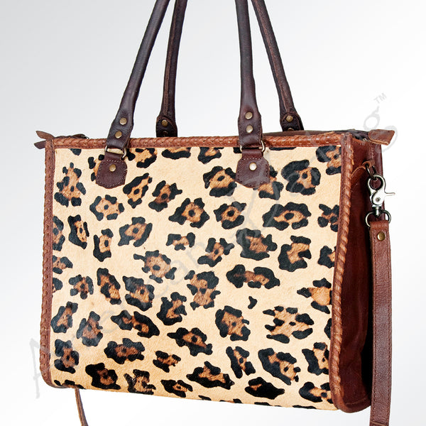 ADBG229 American Darling Western Tote Bag - Handcrafted Hair-On Cowhide & Braided Leather
