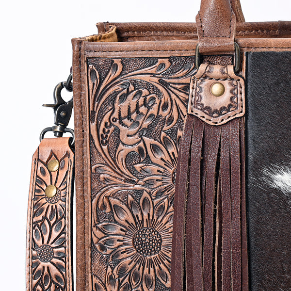ADBG230 American Darling Western Tote Bag - Handcrafted Hair-On Cowhide & Hand-Tooled Leather