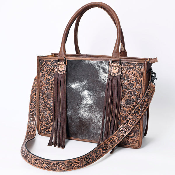ADBG230 American Darling Western Tote Bag - Handcrafted Hair-On Cowhide & Hand-Tooled Leather