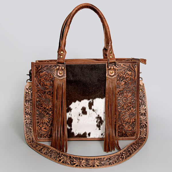 ADBG230 American Darling Western Tote Bag - Handcrafted Hair-On Cowhide & Hand-Tooled Leather