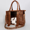ADBG230 American Darling Western Tote Bag - Handcrafted Hair-On Cowhide & Hand-Tooled Leather