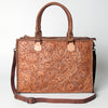 ADBG235 American Darling Western Leather Tote Bag - Hand Tooled Floral Carved Braided Purse