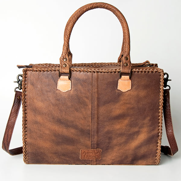 ADBG235 American Darling Western Leather Tote Bag - Hand Tooled Floral Carved Braided Purse