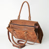 ADBG235 American Darling Western Leather Tote Bag - Hand Tooled Floral Carved Braided Purse