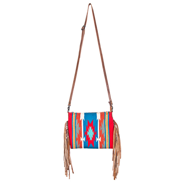 ADBG236 American Darling Handcrafted Western Cross body Bag with Saddle Blanket and Fringes