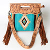 ADBG248 American Darling Signature Cross body Bag - Hand Tooled Leather & Woven Saddle Blanket Purse