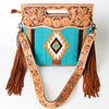 ADBG248 American Darling Signature Cross body Bag - Hand Tooled Leather & Woven Saddle Blanket Purse