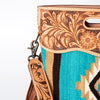 ADBG248 American Darling Signature Cross body Bag - Hand Tooled Leather & Woven Saddle Blanket Purse