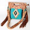 ADBG248 American Darling Signature Cross body Bag - Hand Tooled Leather & Woven Saddle Blanket Purse