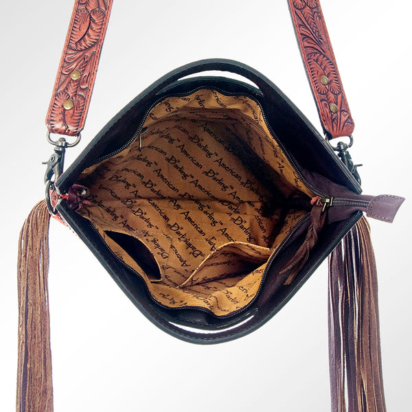 ADBG250 American Darling Signature Cross body Bag - Hand Tooled Floral Leather & Saddle Blanket