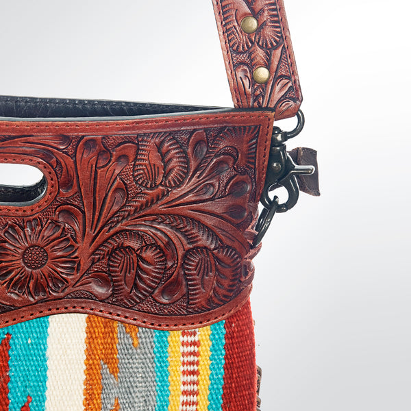ADBG250 American Darling Signature Cross body Bag - Hand Tooled Floral Leather & Saddle Blanket